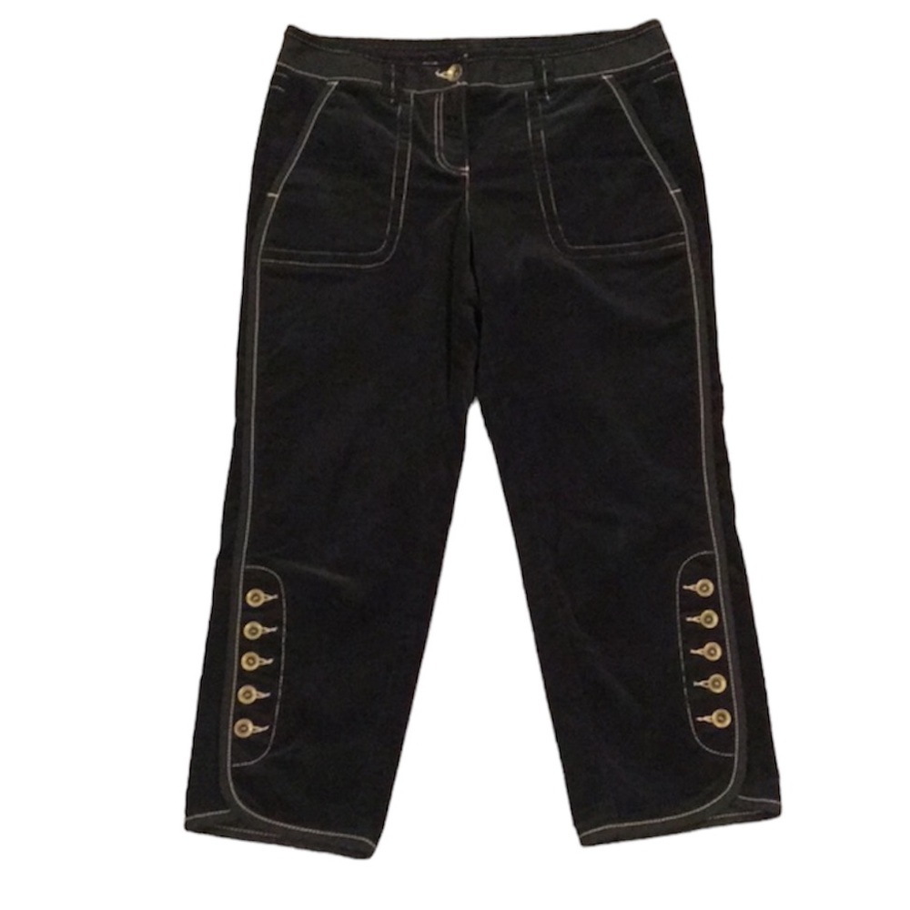 LOFT corduroy crop pant Marisa contrast stitching buttons size 8